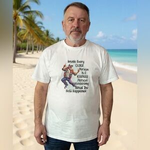 White Graphic Tee - Humorous Older Person Quote